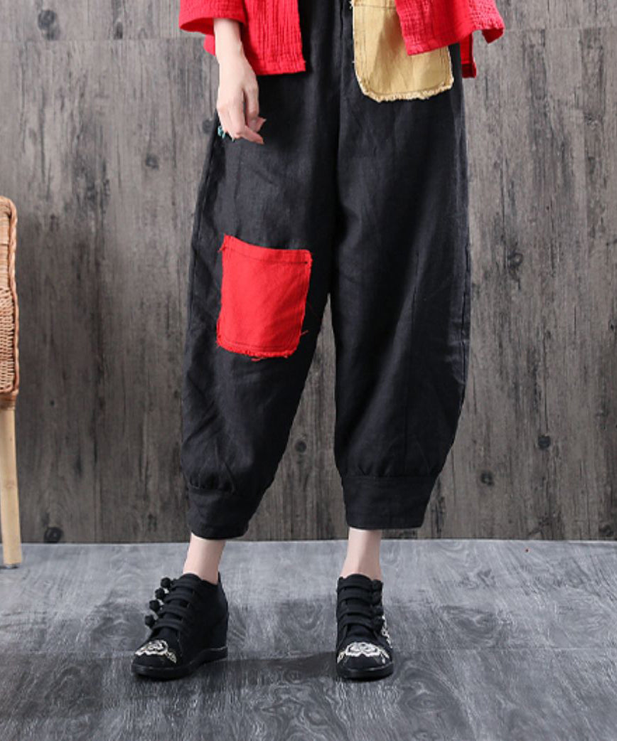 ブラックコットン生地ハイウェッジヒールシューズ刺繍入りバックルストラップフラットシューズレディース