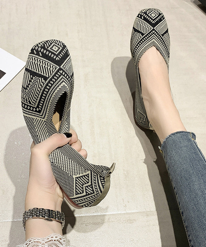 快適なフラットシューズ レッドニット生地 ブティックプリント フラットシューズ レディース