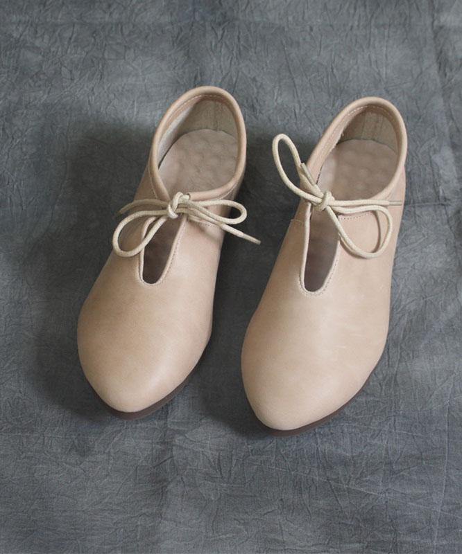 パープル本革ボヘミアン風レースアップローファーシューズ（レディース）