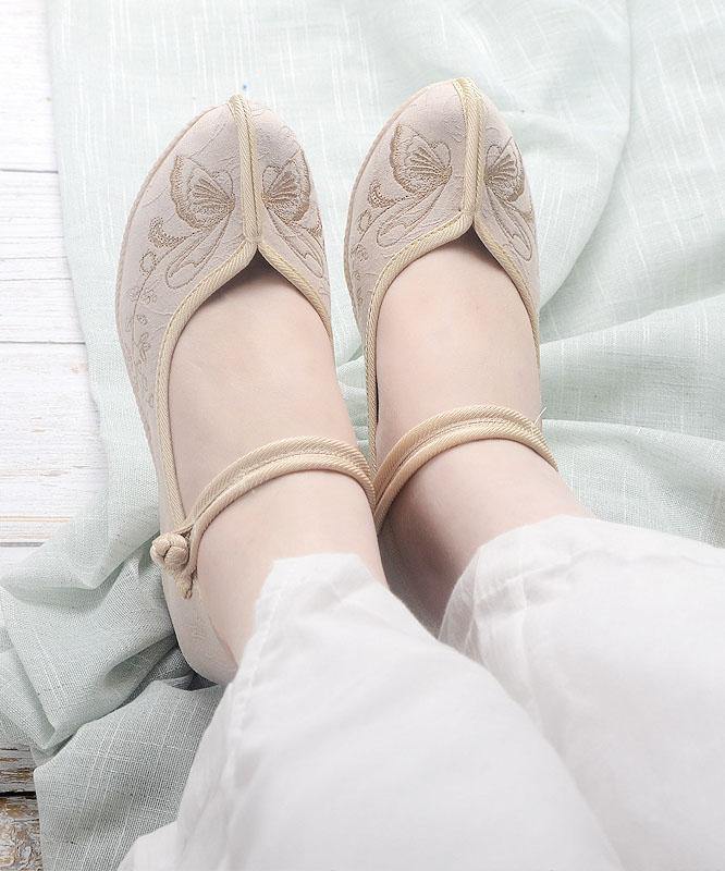 スプライシンググリーンの刺繍入りオリエンタルバックルストラップウェッジハイウェッジヒールシューズ