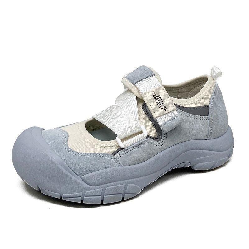 ユニークなクロスストラップフラットフットシューズ ベージュフェイクレザー